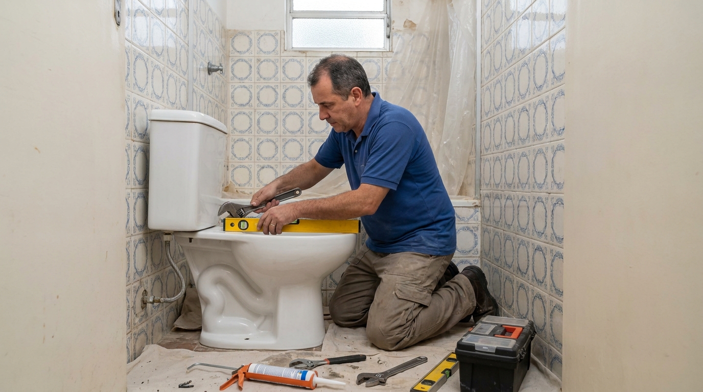 Instalação de Vaso Sanitário com Caixa Acoplada