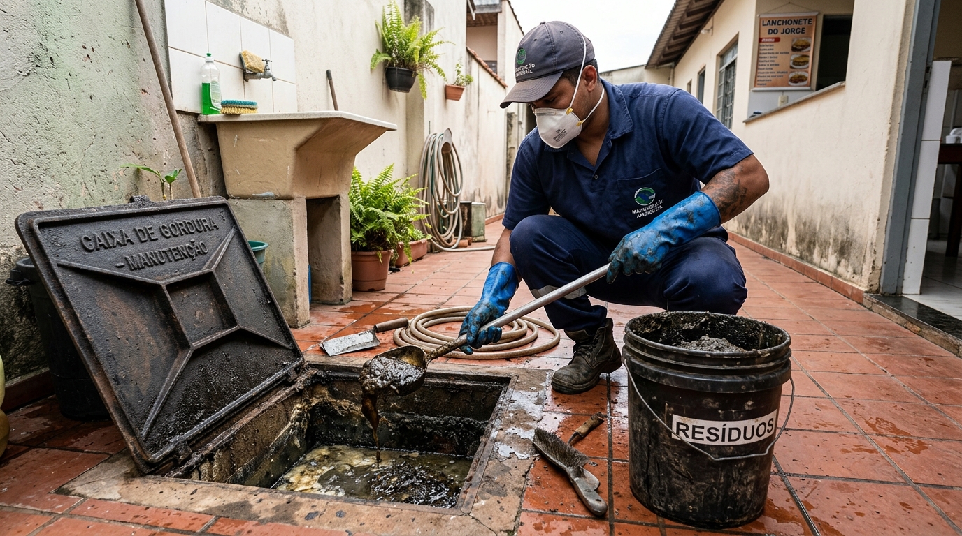 Remoção de resíduos da caixa de gordura em São Luís-MA